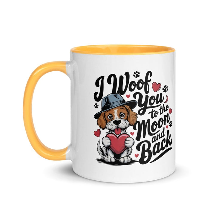 Woof You to the Moon Colorful Print Mug - Orange - 11 oz - ArtyKoala
