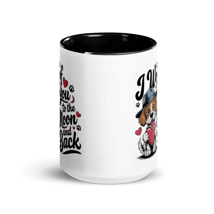 Woof You to the Moon Colorful Print Mug - Dark Blue - 11 oz - ArtyKoala