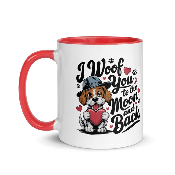 Woof You to the Moon Colorful Print Mug - Yellow - 11 oz - ArtyKoala