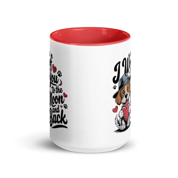 Woof You to the Moon Colorful Print Mug - Blue - 15 oz - ArtyKoala