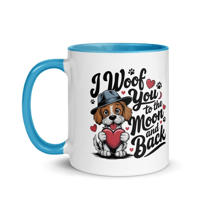 Woof You to the Moon Colorful Print Mug - Red - 11 oz - ArtyKoala