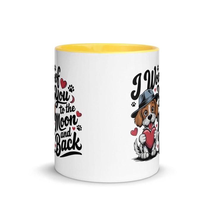 Woof You to the Moon Colorful Print Mug - Pink - 11 oz - ArtyKoala
