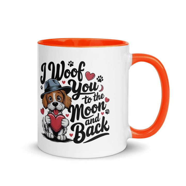 Woof You to the Moon Colorful Print Mug - Orange - 11 oz - ArtyKoala