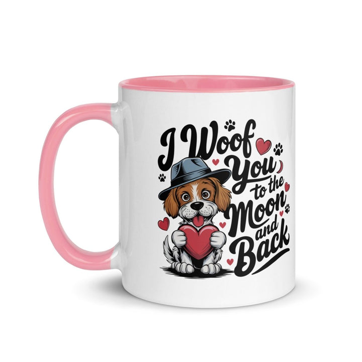 Woof You to the Moon Colorful Print Mug - Black - 11 oz - ArtyKoala