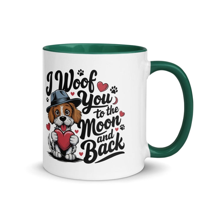Woof You to the Moon Colorful Print Mug - Dark green - 11 oz - ArtyKoala
