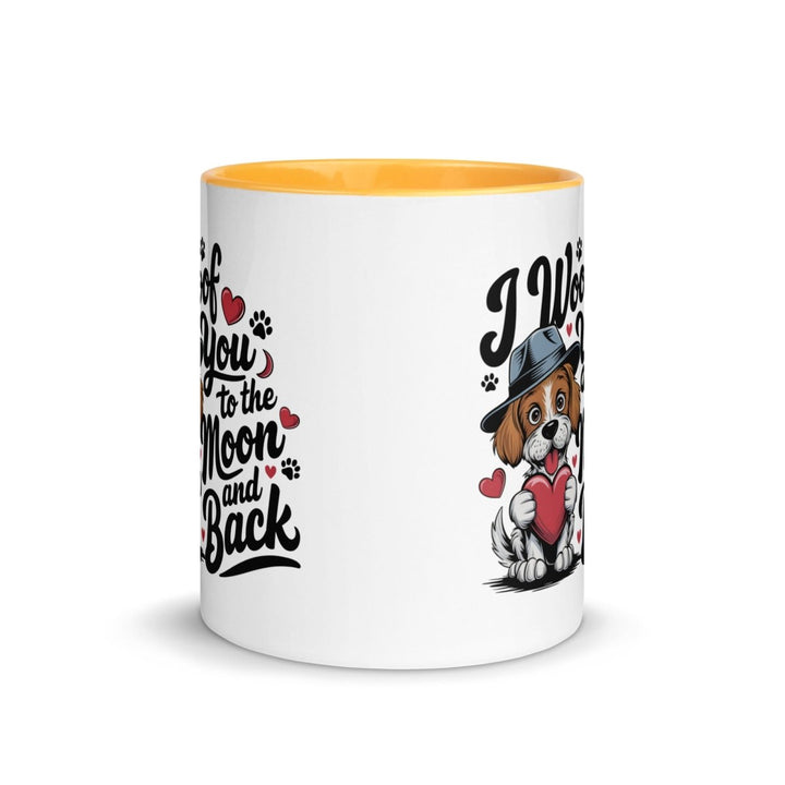 Woof You to the Moon Colorful Print Mug - Orange - 11 oz - ArtyKoala