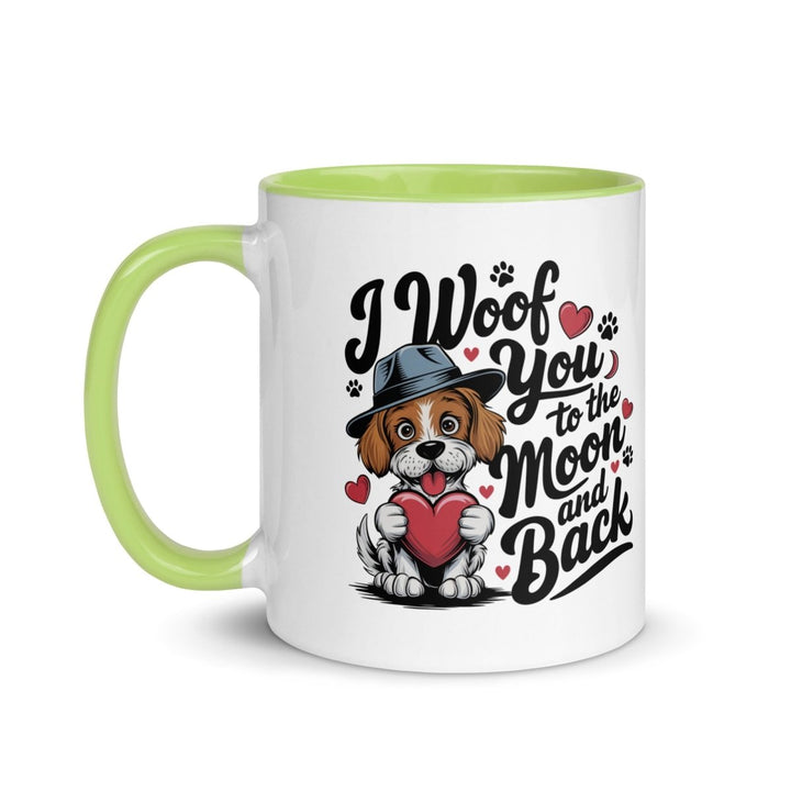 Woof You to the Moon Colorful Print Mug - Dark green - 11 oz - ArtyKoala