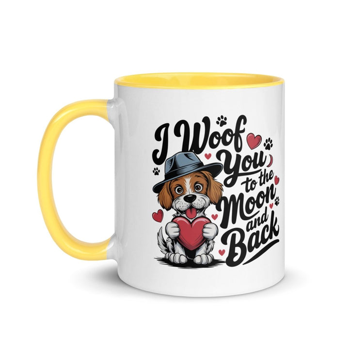 Woof You to the Moon Colorful Print Mug - Pink - 11 oz - ArtyKoala