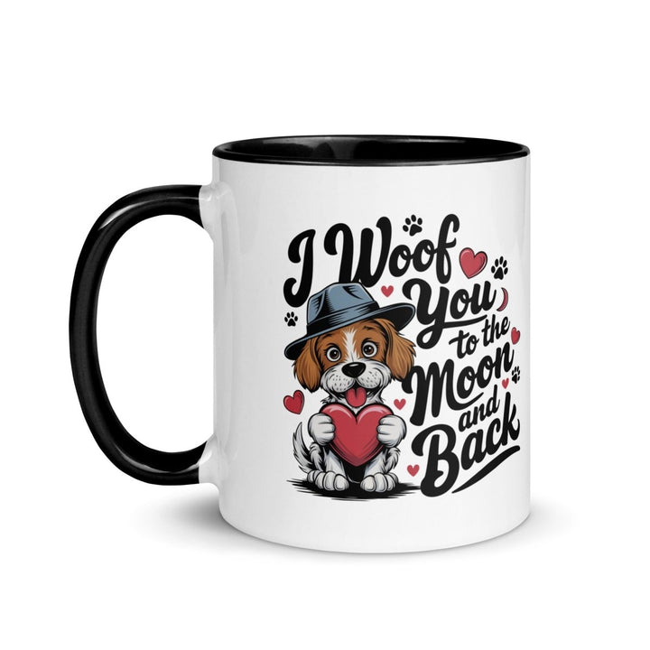 Woof You to the Moon Colorful Print Mug - Red - 11 oz - ArtyKoala