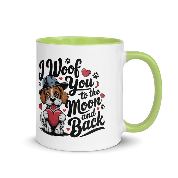 Woof You to the Moon Colorful Print Mug - Green - 11 oz - ArtyKoala
