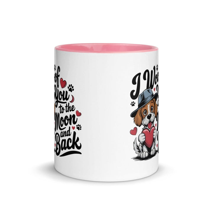 Woof You to the Moon Colorful Print Mug - Black - 11 oz - ArtyKoala