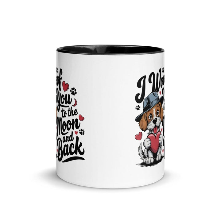 Woof You to the Moon Colorful Print Mug - Red - 11 oz - ArtyKoala