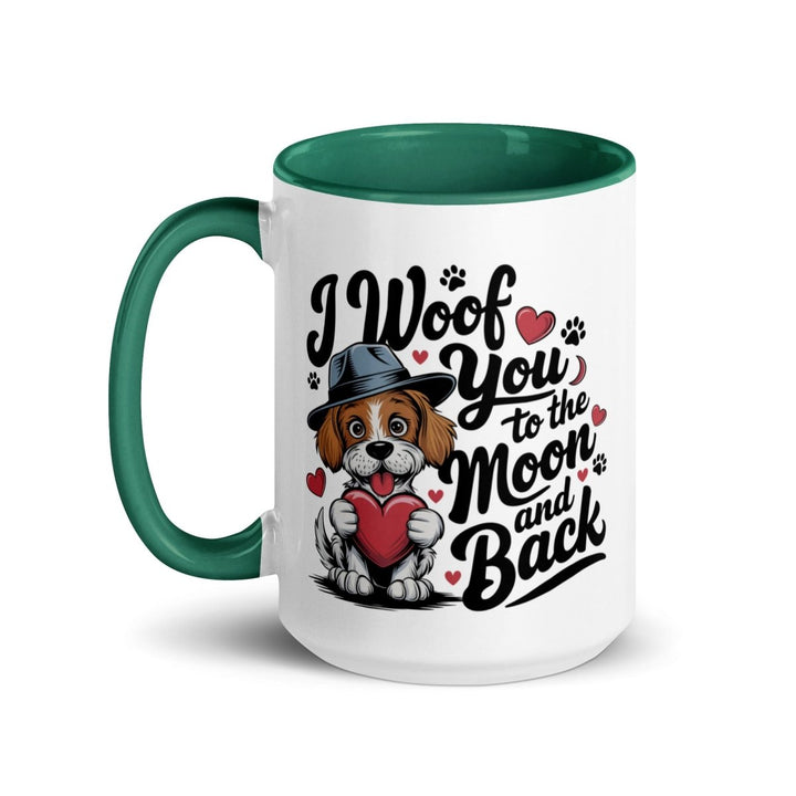Woof You to the Moon Colorful Print Mug - Red - 15 oz - ArtyKoala