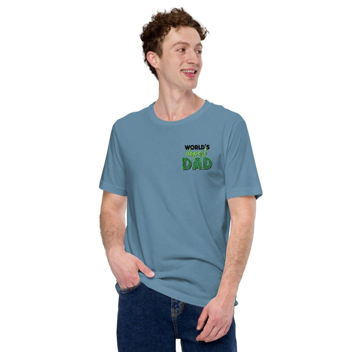 World's dopest Dad Graphic Tee - Steel Blue - S - ArtyKoala