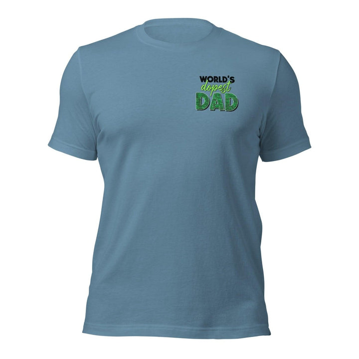 World's dopest Dad Graphic Tee - Steel Blue - S - ArtyKoala