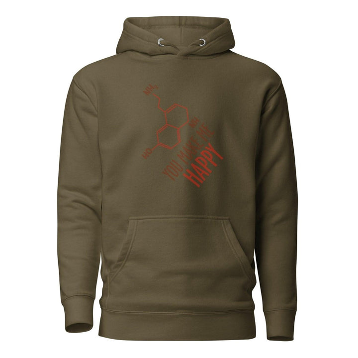 You Make Me Happy!! Graphic Hoodie - Military Green - S - ArtyKoala