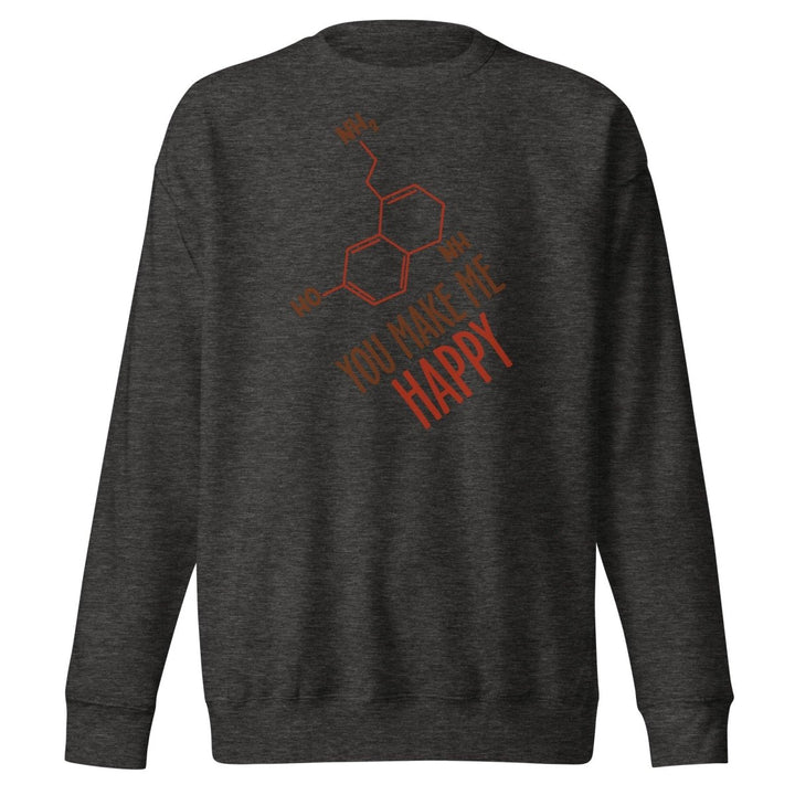 You Make Me Happy Graphic Sweatshirt - Charcoal Heather - S - ArtyKoala